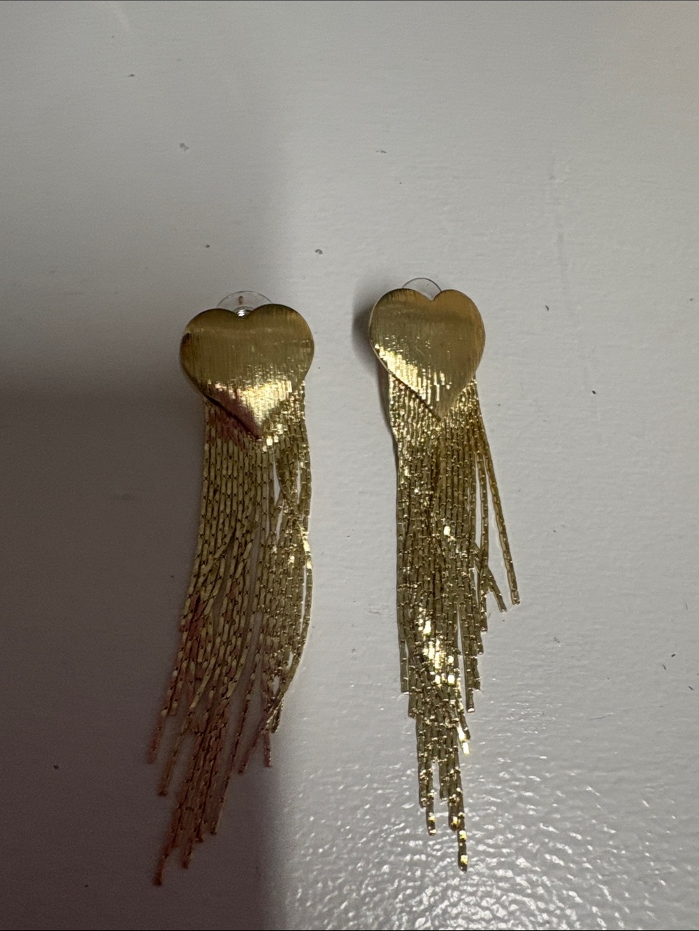 Free People Gold Heart Fringe Drop Earrings